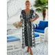 Summer Loose Kaftan Embroidery Beach Cover Up Saida de Praia Swimsuit Women Bikini Cover-ups Tunic