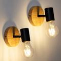 Set di 2 lampade da parete per interni, lampada da parete in legno industriale E27, illuminazione