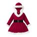 YDOJG Dresses For Girls Toddler Baby Kids Suit Christmas Long Sleeves Hooded Belt Princess Dress Outfits For 5-6 Years