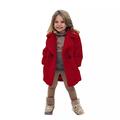 HAOTAGS Girls Dress Coat Kids Peacoat Jacket Fall Winter Trench Coats Overcoat Jacket Red Size 5-6 Years
