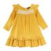 YDOJG Dresses For Girls Toddler Kids Child Baby Patchwork Long Ruffled Sleeve Pincess Dress Outfits For 2-3 Years