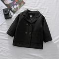 HAOTAGS Kids Girl Lapel Double Breasted Pea Coat Long Sleeve Button Trench Coat Pocket Outerwear Black Size 1-2 Years