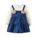 YDOJG Dresses For Girls Toddler Kids Baby Long Sleeve Soild Bear Casual Princess Dress For 80/M