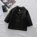 HAOTAGS Kids Girl Lapel Double Breasted Pea Coat Long Sleeve Button Trench Coat Pocket Outerwear Black Size 5-6 Years