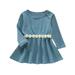 YDOJG Dresses For Girls Toddler Toddle Kids Baby Long Sleeve Cute Tight Waist Cotton Princess Dress Outfits Clothes For 18-24 Months