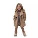 HAOTAGS Kids Girl Lapel Pea Coat Fall Winter Trench Coats Overcoat Jacket Coffee Size 5-6 Years