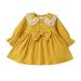 YDOJG Dresses For Girls Toddler Kids Baby Long Ruffled Sleeve Bowknot Cute Solid Princess Dress Outfits Clothes For 18-24 Months