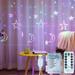 138 Led Curtain String Light Star Moon Icicle Light with 8 Lighting Modes with Timer Remote USB Operated Dimmable Fairy String for Window Wall Home Decorations (Multicolor)