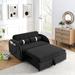 55.5" Pull out Sleep Sofa Bed, Velvet 2 Seater Loveseats Sofa Couch with Side Pockets, Adjsutable Backrest and Lumbar Pillows