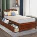 Storage Twin Size Platform Bed with 2 Side Drawers and Vintage Headboard