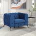 Velvet Upholstered Sofa Modern Button Tufted Back Single Sofa Chair, Single Living Room Sofa Couch with Sturdy Metal Legs