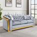 Velvet Sofa Set - Elegant 3-Seater Couch, Gold Stainless Accents - High-End European Design, Grey Fabric