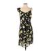 Cupcakes & Cashmere Casual Dress - Sheath V Neck Sleeveless: Black Floral Dresses - Women's Size 4