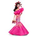 ​2023 Día De Muertos Barbie Doll Wearing Ruffled Pink Gown and Holding Tiny Ofrenda, Barbie Signature, HJX14