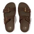 Fitflop GOGH MOC MENS BUCKLE LEATHER SLIDES Men's, Chocolate Brown, 12 UK