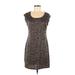 Nine West Casual Dress - Mini Scoop Neck Short sleeves: Black Leopard Print Dresses - Women's Size Medium