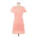 Heart & Hips Casual Dress - Mini Scoop Neck Short sleeves: Pink Print Dresses - Women's Size Medium