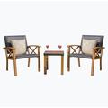 Lipoton Patio Bistro Set 3 Pieces w/ Coffee Table Rattan/Wicker in Brown/Yellow | 32.1 H x 71.5 W x 28.4 D in | Wayfair FAFAW1859113122