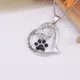 Crystal Charm Heart Shape Necklace For Women Girls Pet Lovers Rhinestone Cat Dog Paw Footprint