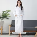 100% Cotton Hotel Long Kimono Waffle Bath Robe for Women Autumn Fast Water Absorption Bathrobe