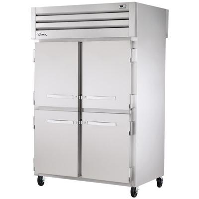 True STR2RPT-4HS-2G-HC Spec Series 52 5/8" Stainless Steel Half Solid Front, Glass Back Door Pass-Through Refrigerator