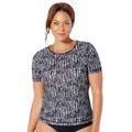 Plus Size Women's Chlorine Resistant Swim Tee by Swimsuits For All in Black Abstract Stripe (Size 30)