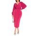 Plus Size Women's Cross Front Midi Dress by ELOQUII in Boysenberry (Size 24)