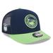 Men's New Era College Navy/Neon Green Seattle Seahawks 2023 Sideline Low Profile 9FIFTY Snapback Hat