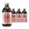 L.A Brewery | Non Alcoholic Sparkling Craft Kombucha Drink - Strawberry & Rhubarb - 12 x 330ml Pack | Low Sugar Non Alcoholic Drinks - Kombucha Tea - Gluten Free & Vegan Soft Drinks