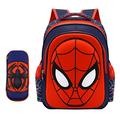 MODRYER Children's Spider Man Backpack School bags with Pencil Cases Superhero Boys Waterproof Bookbag Lightweight Rucksack for Elementary Primary Junior Students,Royal Blue B-Small