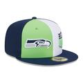 Men's New Era Neon Green/College Navy Seattle Seahawks 2023 Sideline 59FIFTY Fitted Hat