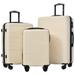 3 Piece Hardshell Luggage Spinner 8 Wheels Suitcase Sets (20"24"28"), Cream