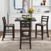 5-Piece Wooden Counter Height Dining Set with Padded Chairs & Shelves