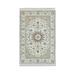 Shahbanu Rugs Powder White 250 KPSI 100% Wool Hand Knotted Nain with Center Medallion Flower Design Oriental Rug (2'9" x 4'0")