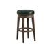 Drue 29 Inch Set of 2 Swivel Barstools, Nailhead Trim, Green Faux Leather