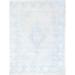 Shahbanu Rugs Spring White Pure Wool Hand Knotted Vintage Persian Kerman Washed Out Evenly Worn Clean Rug (9'4" x 12'3")