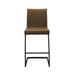 25 Inch Cantilever Counter Stool Chair, Channel Tufted Brown Vegan Leather