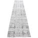 Shahbanu Rugs Goose Gray, Modern Erased Pattern, Hand Spun Undyed Natural Wool Hand Knotted, Runner Oriental Rug (2'6" x 12'0")