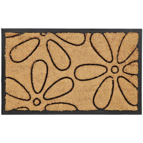 Relaxdays Fußmatte, Kokos & Gummi, Blumen-Design, 75 x 45 cm, rutschfest, innen & außen,