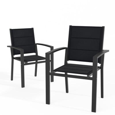 Balkonstuhle 2er Set Alu GartenstuhlBalkonstuhl stapelbar verstellbar klappbarBelastbarkeit 120 kg Image