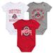 Newborn & Infant Scarlet/White/Heather Gray Ohio State Buckeyes 3-Pack Born To Be Bodysuit Set