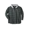 Men's Big & Tall Wrangler® hooded flannel plaid shirt by Wrangler in Charcoal Black (Size XL)