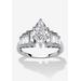 Women's 3.82 Ct Tw Cubic Zirconia Ring In Platinum-Plated Sterling Silver by PalmBeach Jewelry in Silver (Size 7)
