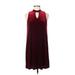 Everly Casual Dress - Mini Mock Sleeveless: Burgundy Solid Dresses - Women's Size Medium