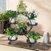 Metal 4 Tier Plant Stand 6-Potted Flower Shelf Rack Pot Holder with Wheels