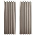 PONY DANCE Opaque Curtains Living Room - Tab-Top Curtains Balcony Door Curtain Opaque Tab-Top Curtain Thermal Curtain Children's Room 2 Pieces H 245 x W 140 cm Sand Colour