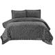 Luxury Bedspread Throw Quilted Bed Blanket Comforter Set with Pillow Cases - Large Super King Size Bed Throws and Bedspreads for Bedroom Decor- Grey