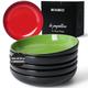 MIAMIO – 900 ml / 22 cm Set of 6 Pasta Bowls/Salad Bowls, Pasta Plates Wide and Shallow Bowl, Large Ceramic Stoneware Deep Plate Serving Soup, Microwave and Dishwasher Safe - Le Papillon (Multicolor)