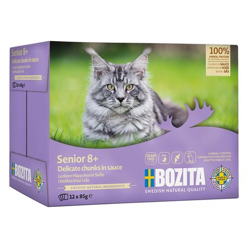 12x 85g Bozita Häppchen in Soße Senior Viel Huhn Katzenfutter nass