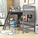 Harriet Bee Gabrielius Twin Size Loft Bed w/ Shelves, Desk & Ladder in Gray | 73 H x 43 W x 79 D in | Wayfair B995B1241CFE4ABEAB8465ED25AA66BF